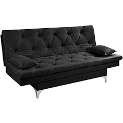 Sofá Cama Preto 3 Lugares Multiuso Austria em Suede