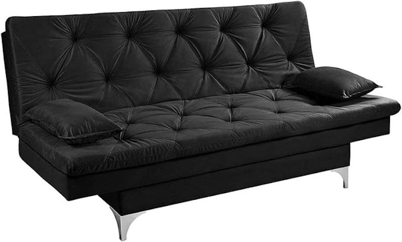 Sofá Cama Preto 3 Lugares Multiuso Austria em Suede 1