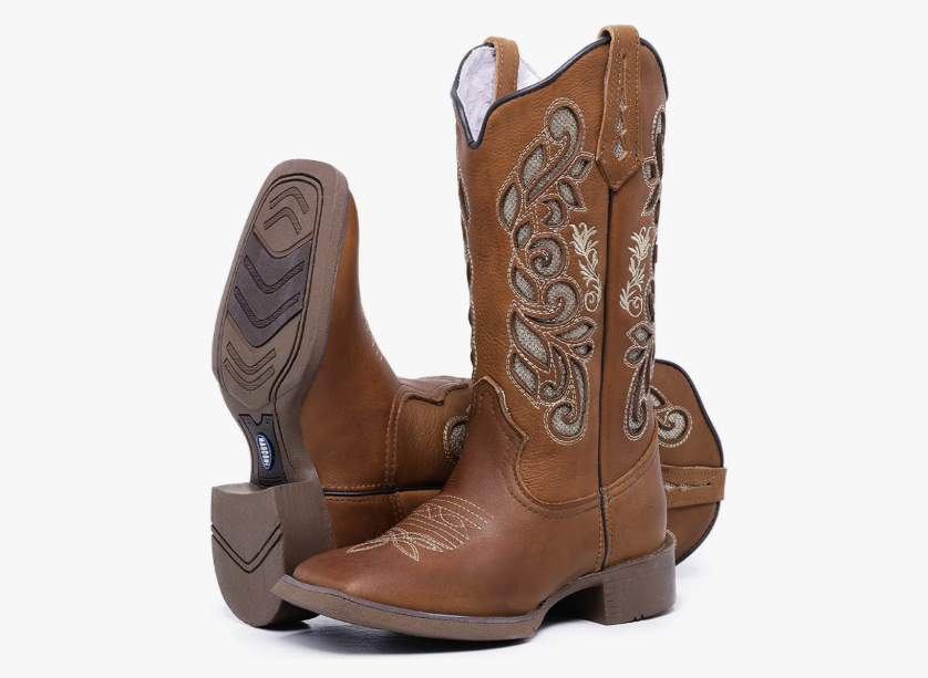 Bota Texana Country Cano Alto Couro Legítimo Premium Bico Quadrado Beauty 3