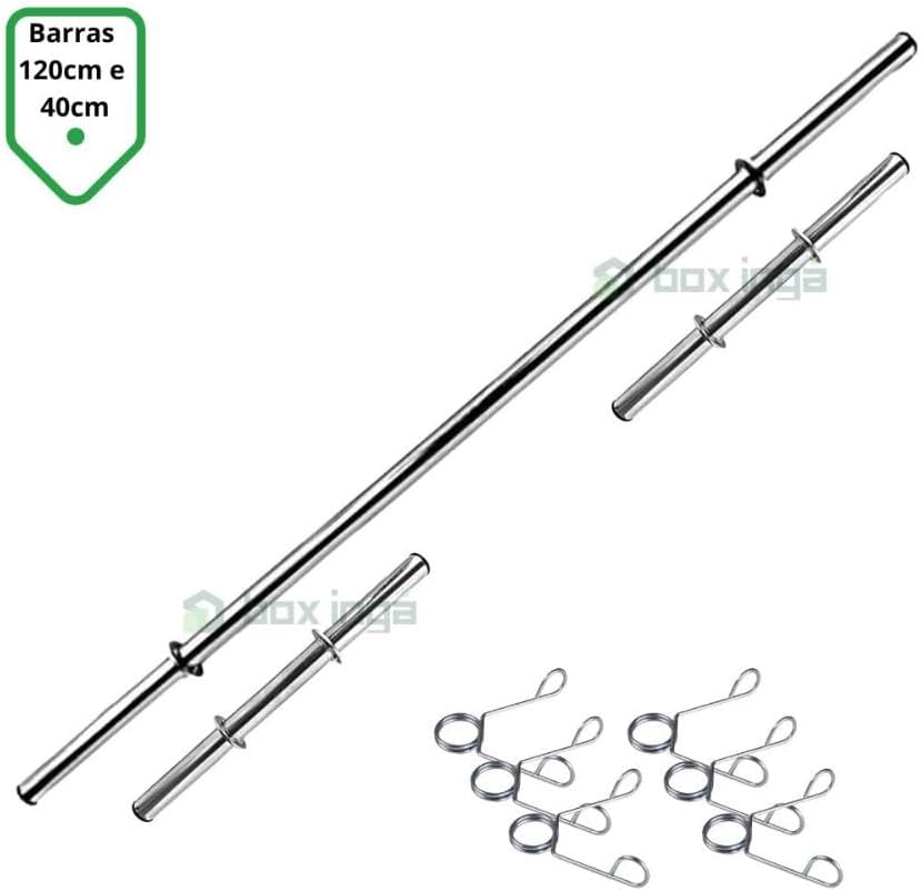 Kit Anilhas Ferro Fundido 60 Kg e Barras com Presilhas 2