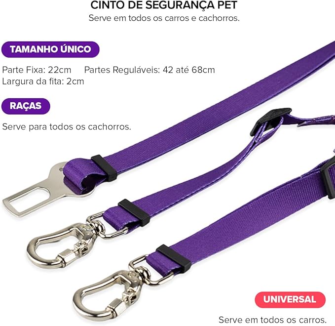 Cinto de Segurança Pet Duplo Universal 2