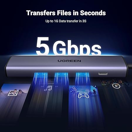 Hub Adaptador USB 3.0 Ugreen 5 em 1 com Porta Rj45 Ethernet 4
