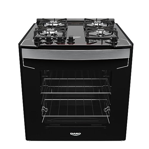 Fogão de Embutir 4 Bocas Preto com Mesa de Vidro Dako Diplomata 1