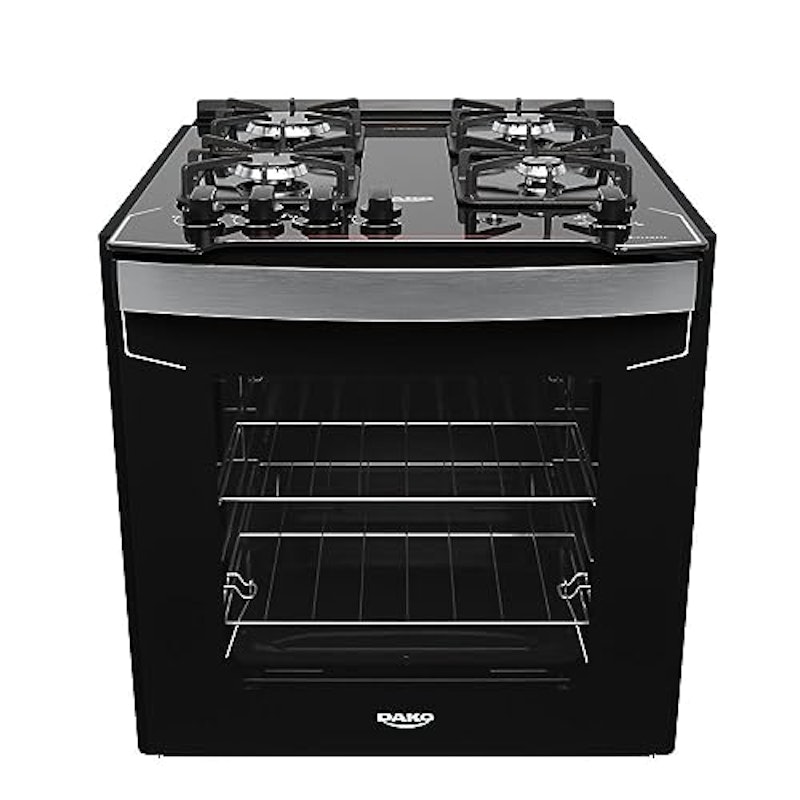Fogão de Embutir 4 Bocas Preto com Mesa de Vidro Dako Diplomata 1