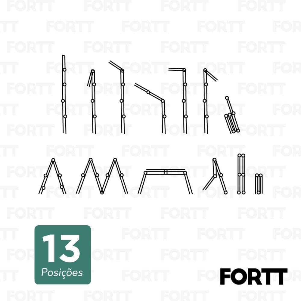 Escada Articulada Multifuncional 4x3 Alumínio Fortt 12 Degraus 3,34 m 3