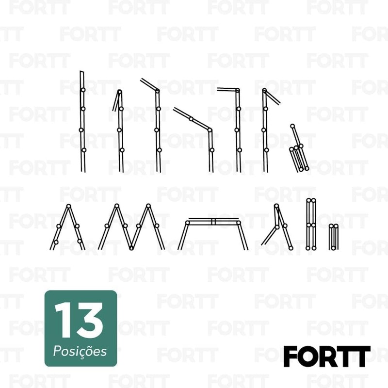 Escada Articulada Multifuncional 4x3 Alumínio Fortt 12 Degraus 3,34 m 3