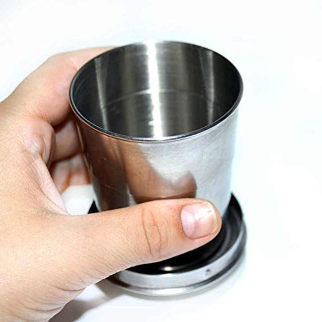 Copo Retrátil em Metal Inox com Chaveiro 4