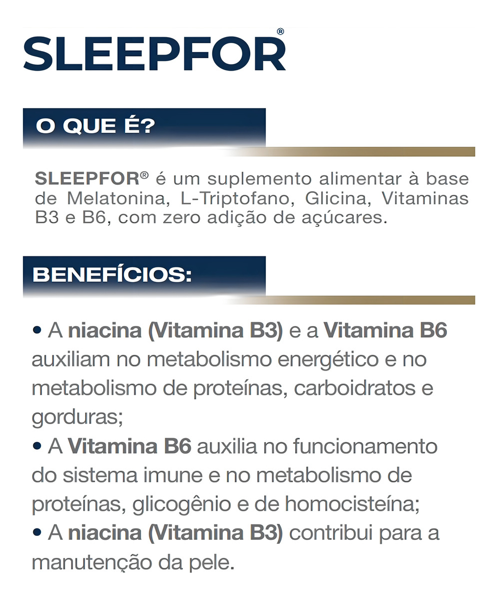 Sleepfor Melatonina, L-Triptofano e Glicina 5
