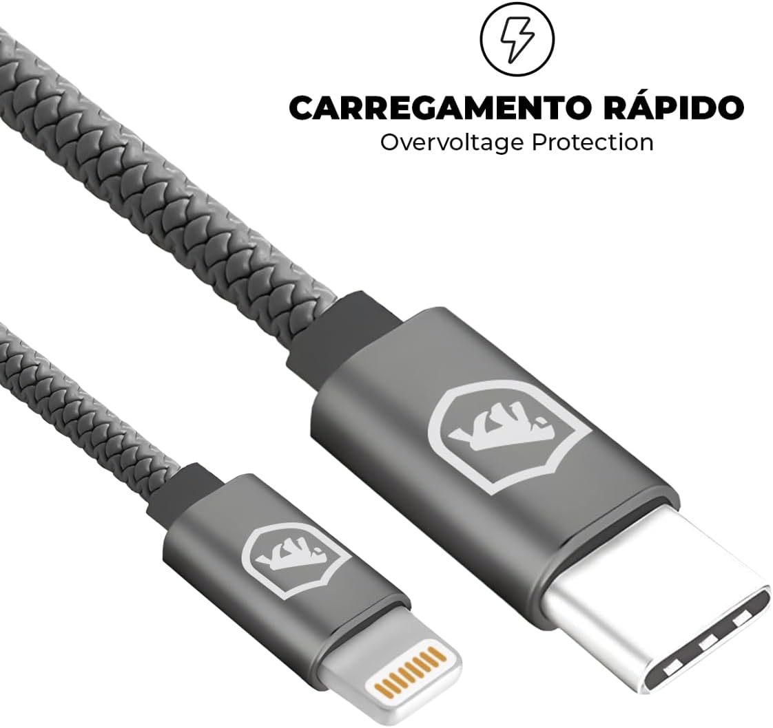 Cabo Symetric Cinza Lightning / Tipo C 1,5 m Gshield 4
