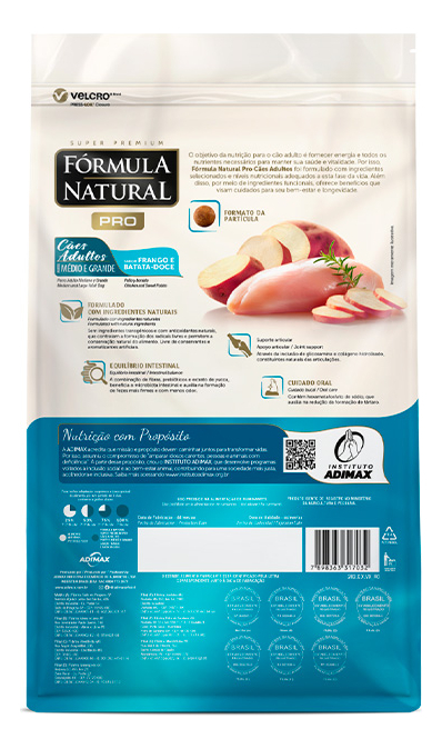 Fórmula Natural Super Premium Pro Cães Adultos Portes Médio e Grande Sabor Frango e Batata-Doce 2
