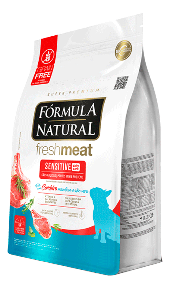 Fórmula Natural Super Premium Fresh Meat Sensitive Cães Adultos Portes Mini e Pequeno Cordeiro, Mandioca e Aloe Vera 4