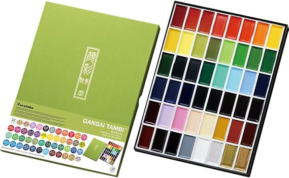 Conjunto de Aquarela Profissional 48 Cores Gansai Tambi 1
