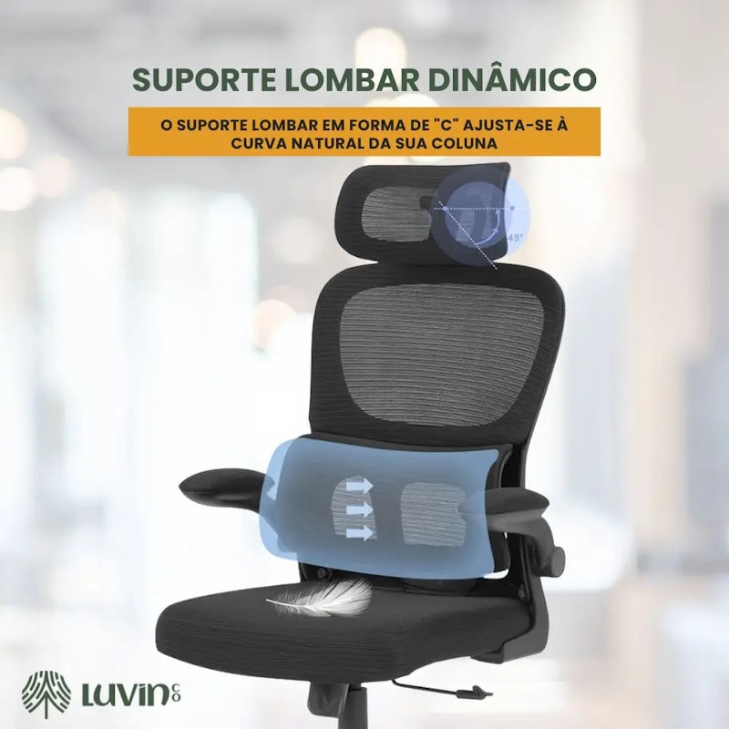 Cadeira Escritório Ergonômica Genebra B500 Luvinco com Suporte Lombar 4