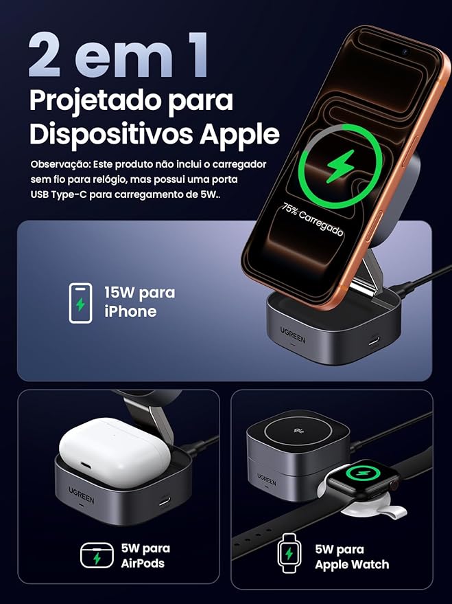Carregador Magnético sem Fio 2 em 1 3