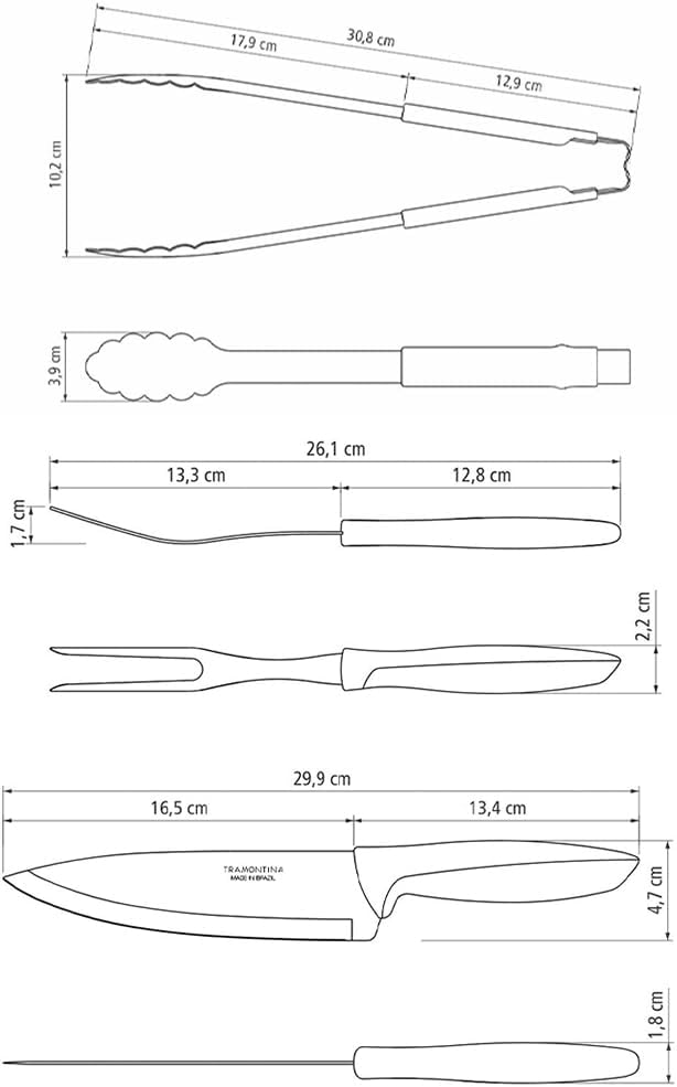 Kit para Churrasco Tramontina Plenus com Lâminas em Aço Inox 3 Peças 4