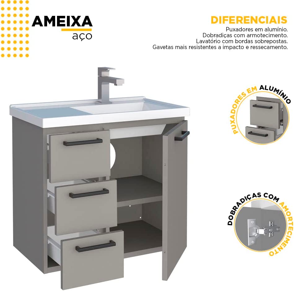 Gabinete para Banheiro em Aço Ameixa 4
