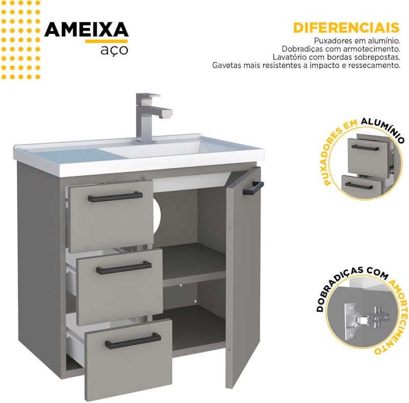 Gabinete para Banheiro em Aço Ameixa 4
