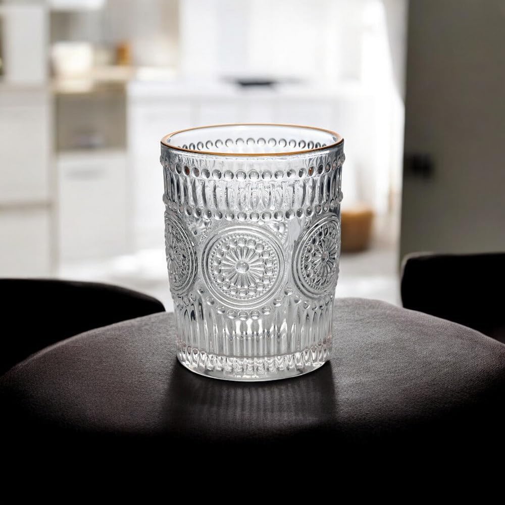Conjunto 6 Copos Mondoro de Vidro 300 ml com Fio de Ouro 2