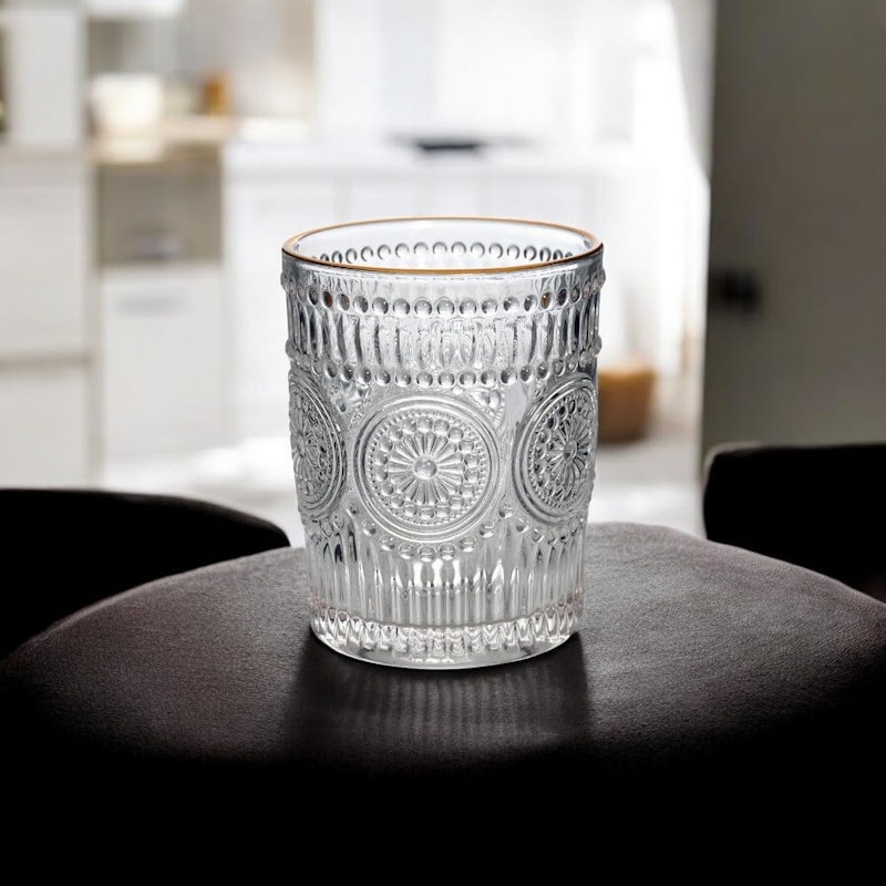 Conjunto 6 Copos Mondoro de Vidro 300 ml com Fio de Ouro 2