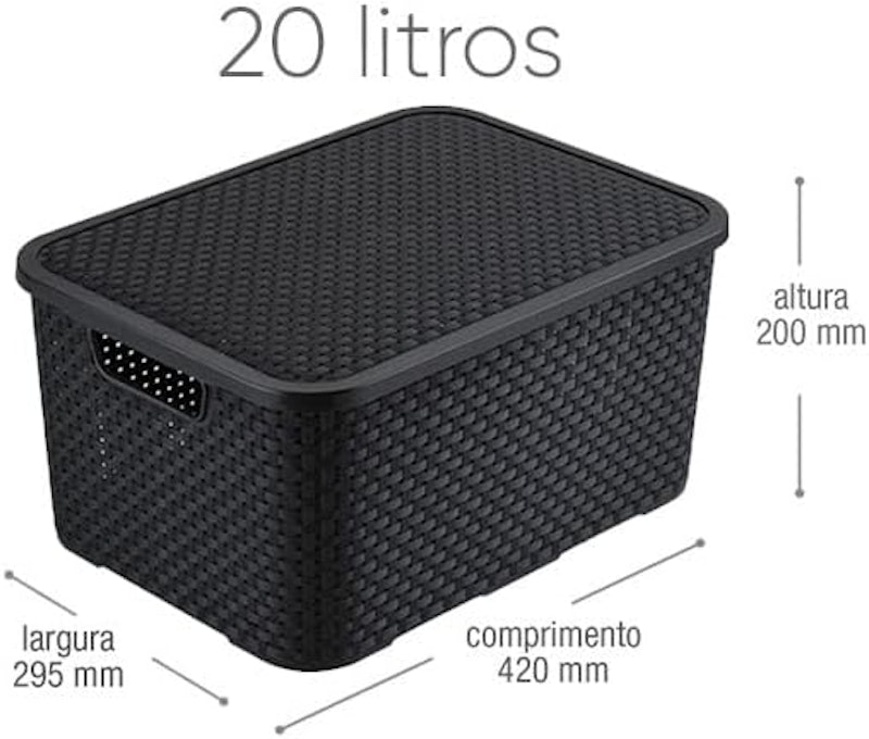 Organizador Rattan com Tampa Preto 20 L 3