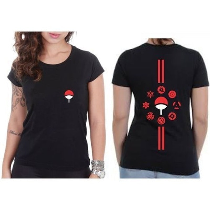 Camiseta Babylook Naruto Clã Uchiha Sharingan Sasuke Itachi 1