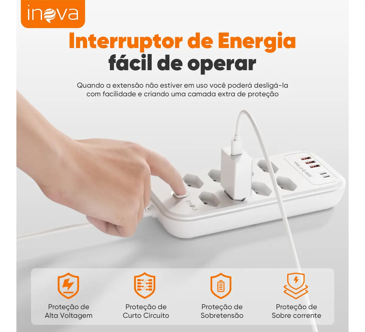 Filtro de Linha 8 Tomadas Inova 4