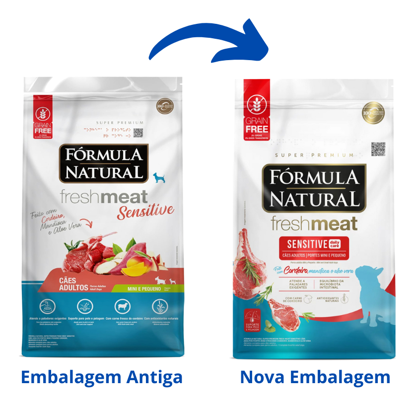 Fórmula Natural Super Premium Fresh Meat Sensitive Cães Adultos Portes Mini e Pequeno Cordeiro, Mandioca e Aloe Vera 5