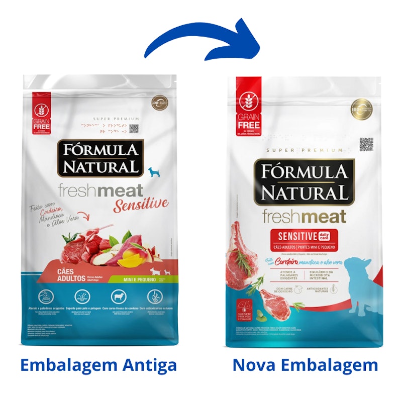 Fórmula Natural Super Premium Fresh Meat Sensitive Cães Adultos Portes Mini e Pequeno Cordeiro, Mandioca e Aloe Vera 5