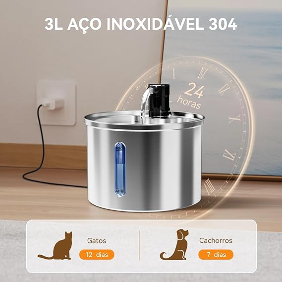 Bebedouro Fonte Água Filtro Silenciosa Inox 5