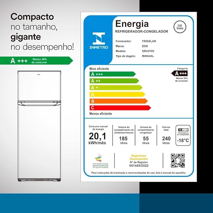 Geladeira EOS 240 L Duplex Inox 4