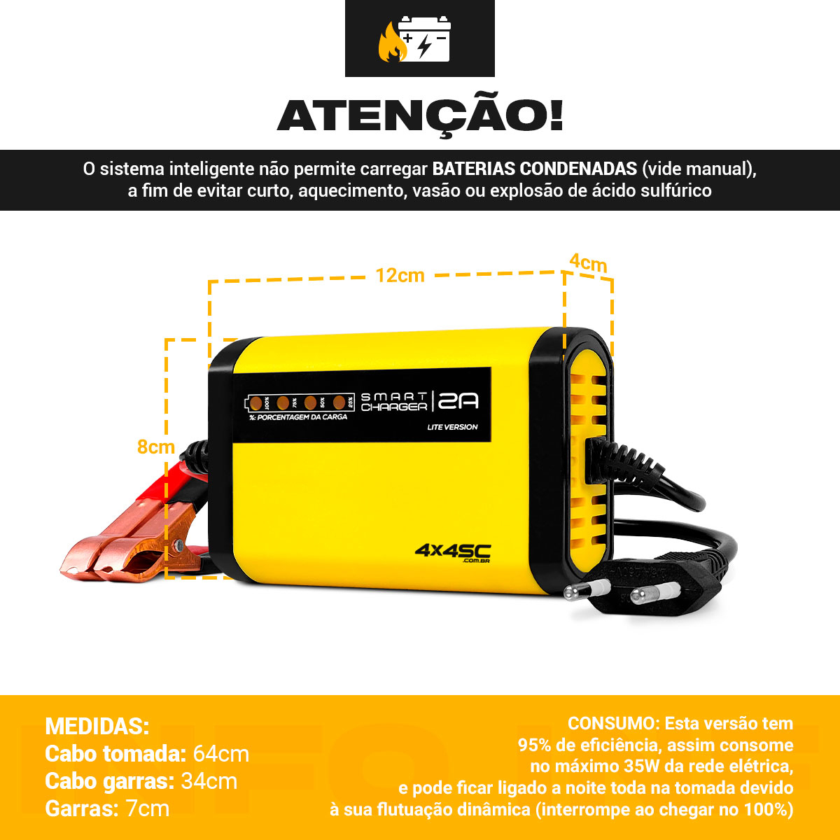 Carregador de Bateria Automotivo Smart Charger 2 A Inteligente 2