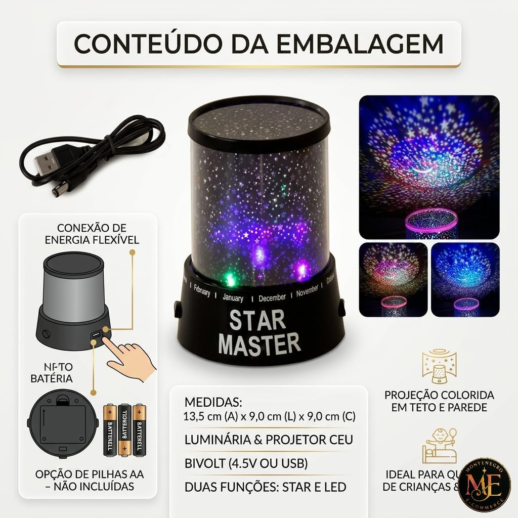Luminária Projetor de Estrelas Star Master 5