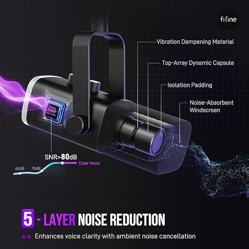 Microfone Dinâmico Fifine AmpliGame AM8 USB/XLR com RGB 4