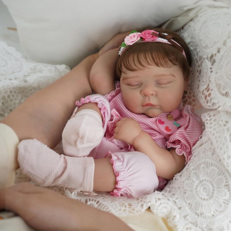 Brastoy Bebê Reborn Boneca de Silicone Menina Realista Olhos Azuis 2
