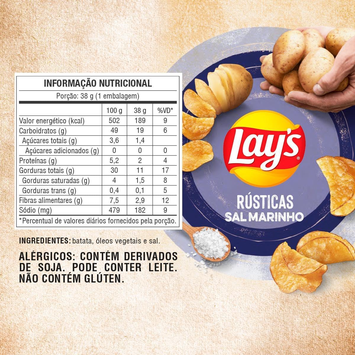Batata Frita Lay's Rústica Sal Marinho 68g 2