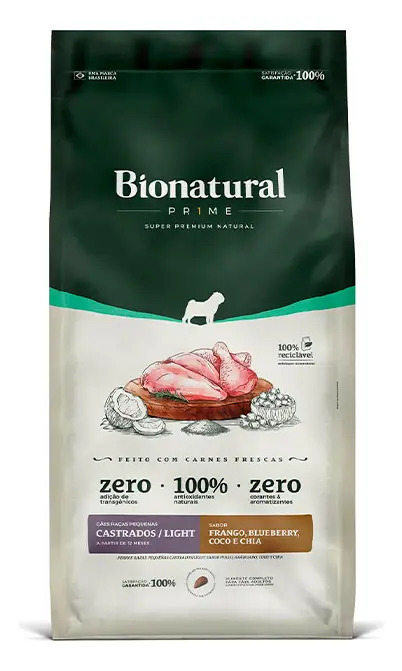 Bionatural Prime Cães Raças Pequenas Castrados Light 1