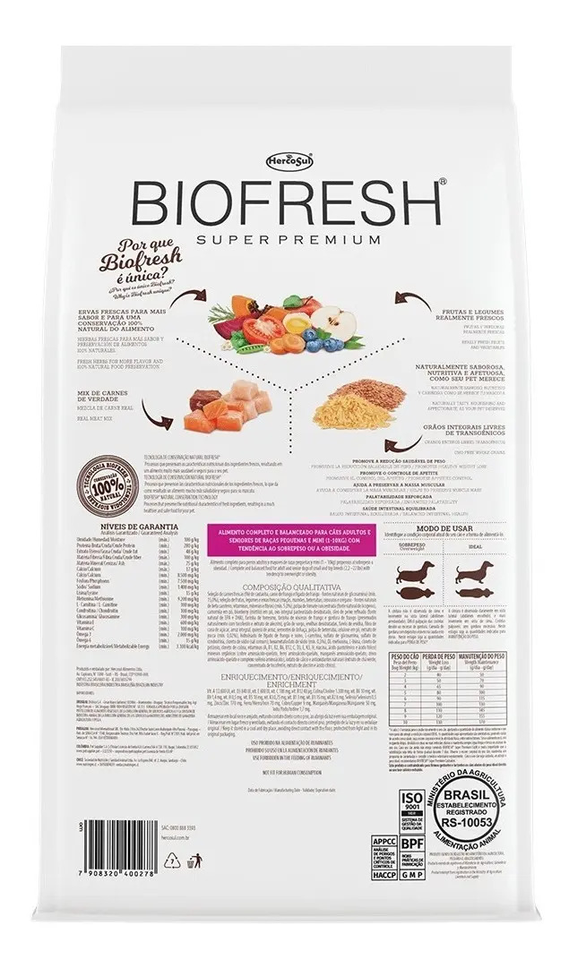 Biofresh Cão Adulto Light Raças Minis e Pequenas 2