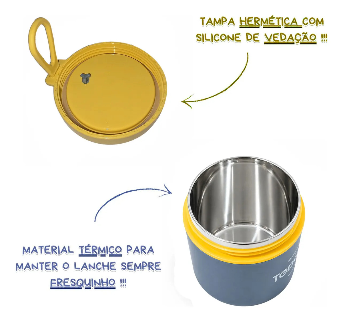 Marmita Térmica de Inox com Colher e Tampa Antivazamento 5
