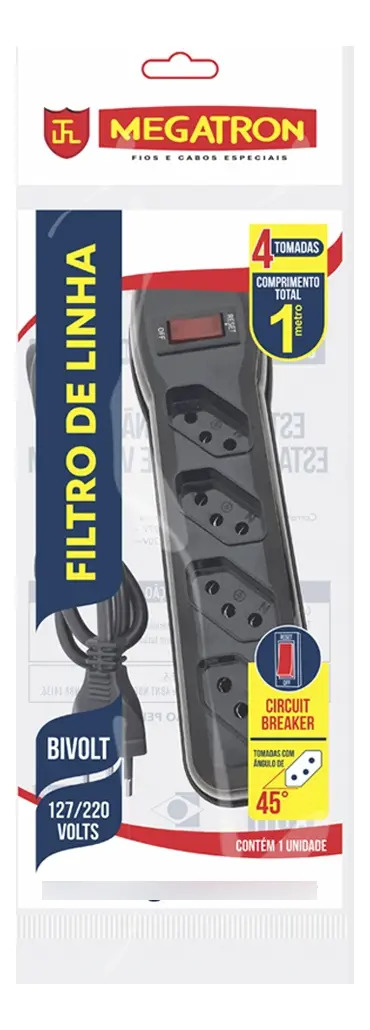 Filtro de Linha 3 e 4 Tomadas Megatron 4