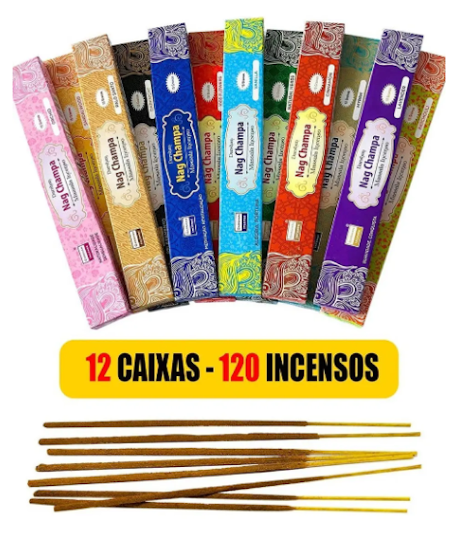 Incenso Nag Champa 12 Caixas Sortidas com 12 Varetas 4