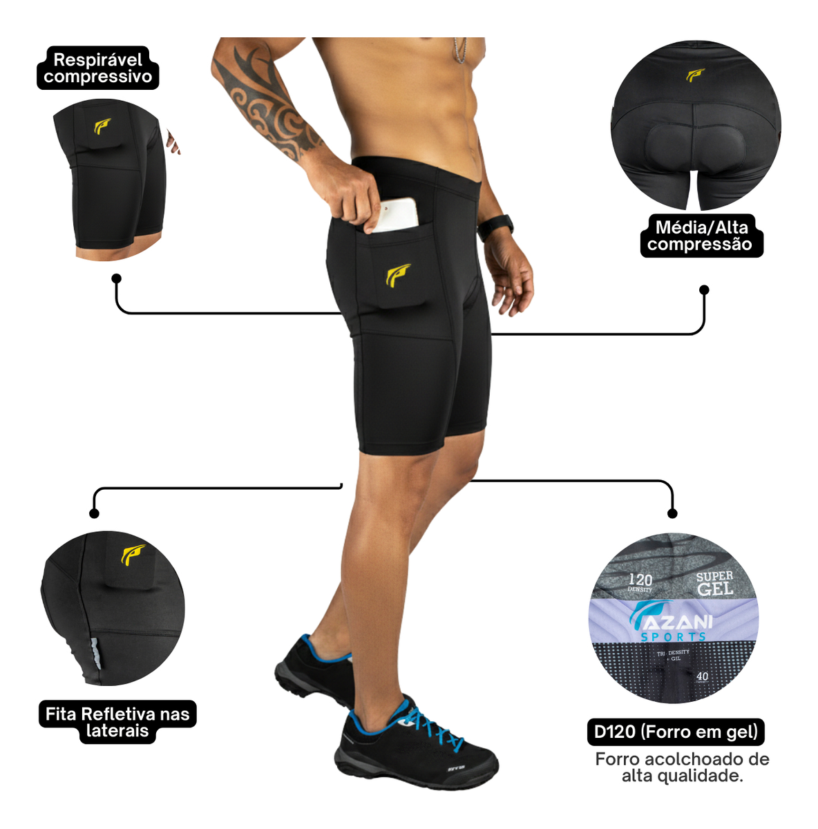Bermuda Short Ciclismo Bike Masculina Forro Gel 4