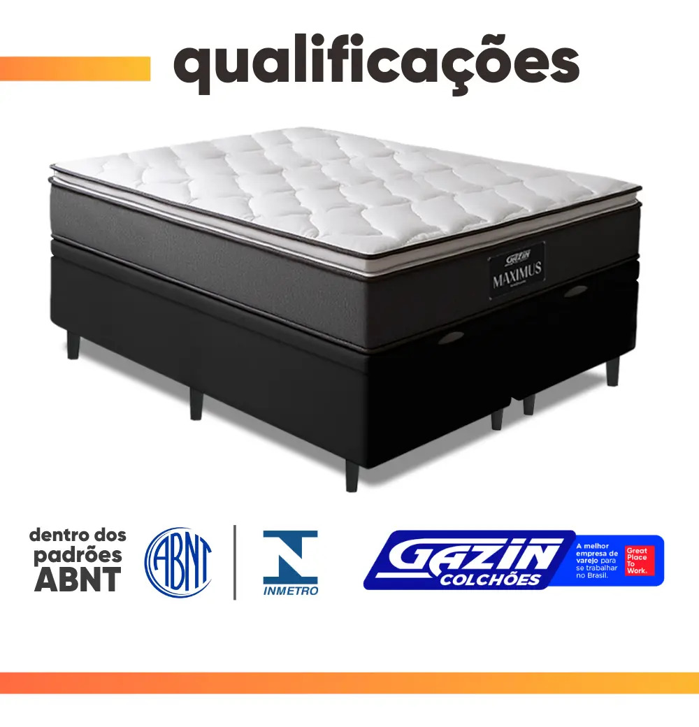 Cama Box Baú Casal King Colchão Gazin Molas Ensacadas Pillow Maximus 4