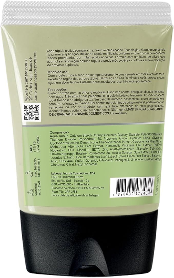Máscara Facial Argila Verde Antiacne e Antioleosidade Dermo Skin 2