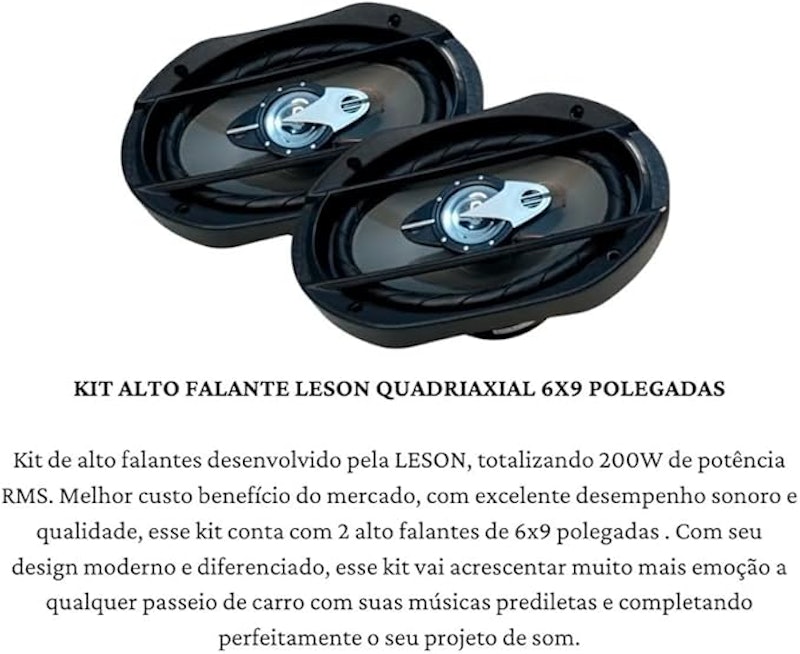 Par Alto Falante Leson 6x9" 200 W RMS 4 OHMS 4