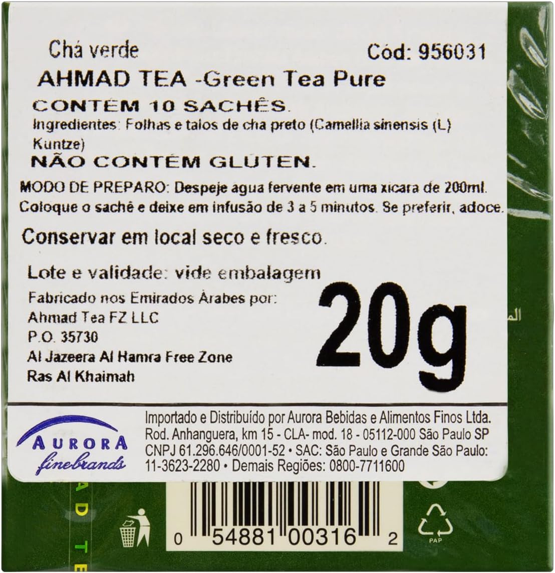 Chá Verde Pure Ahmad Tea London 3