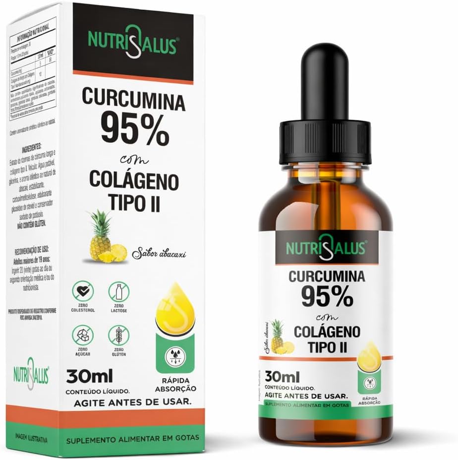 Curcumina 95% com Colágeno Tipo II Gotas NutriSalus 1