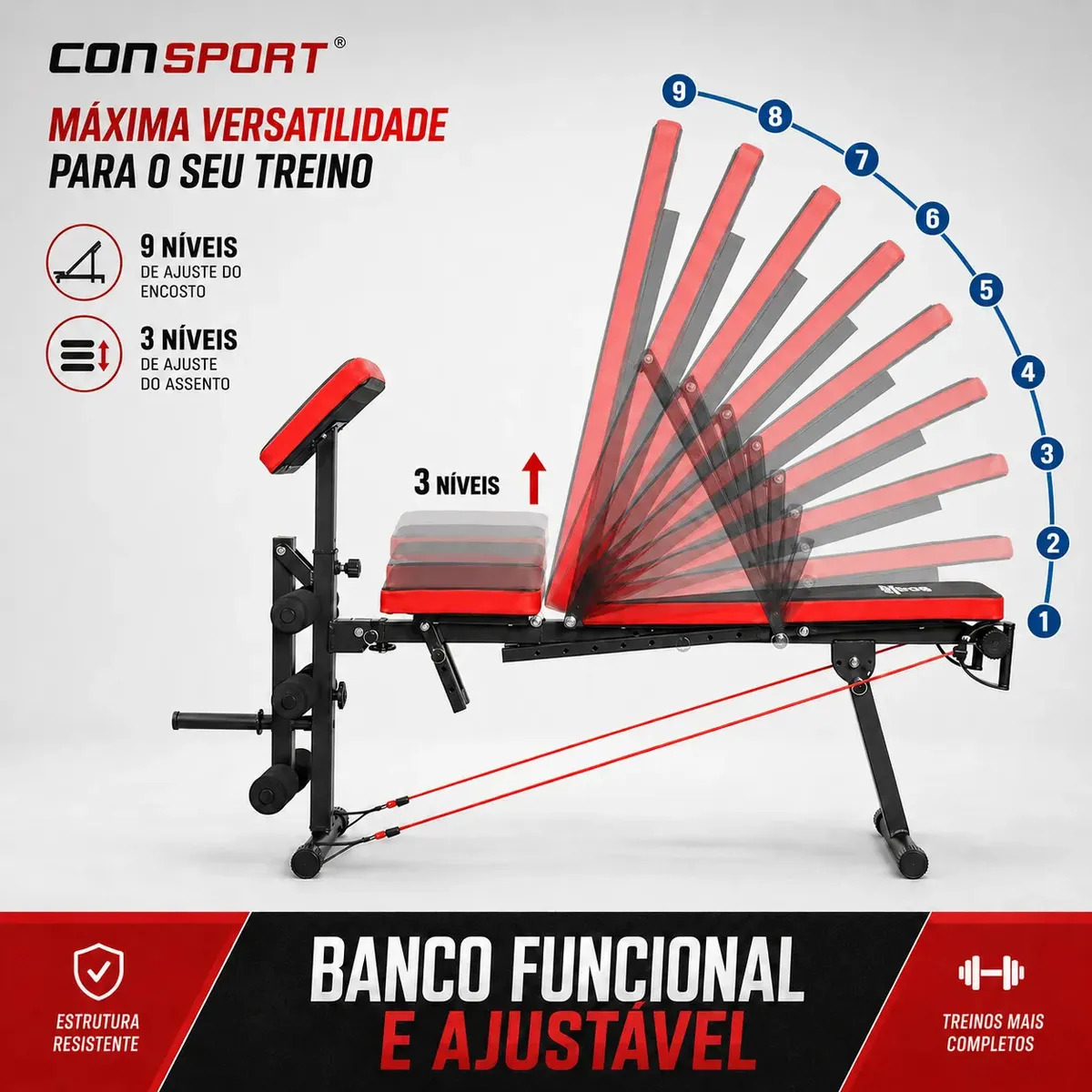 Banco de Exercícios Regulável 40x1 Consport 4