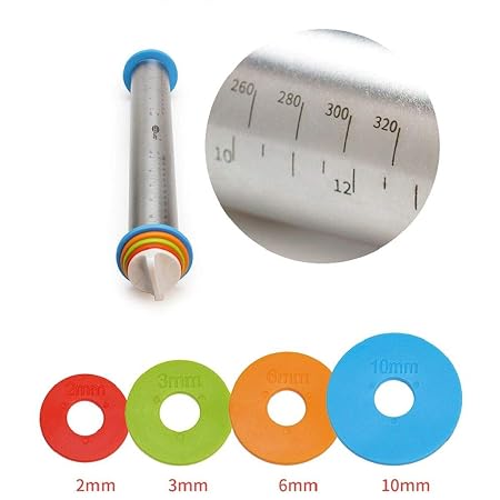 Rolo p/Massas em Aço Inox e Reguladores de Plástico 3