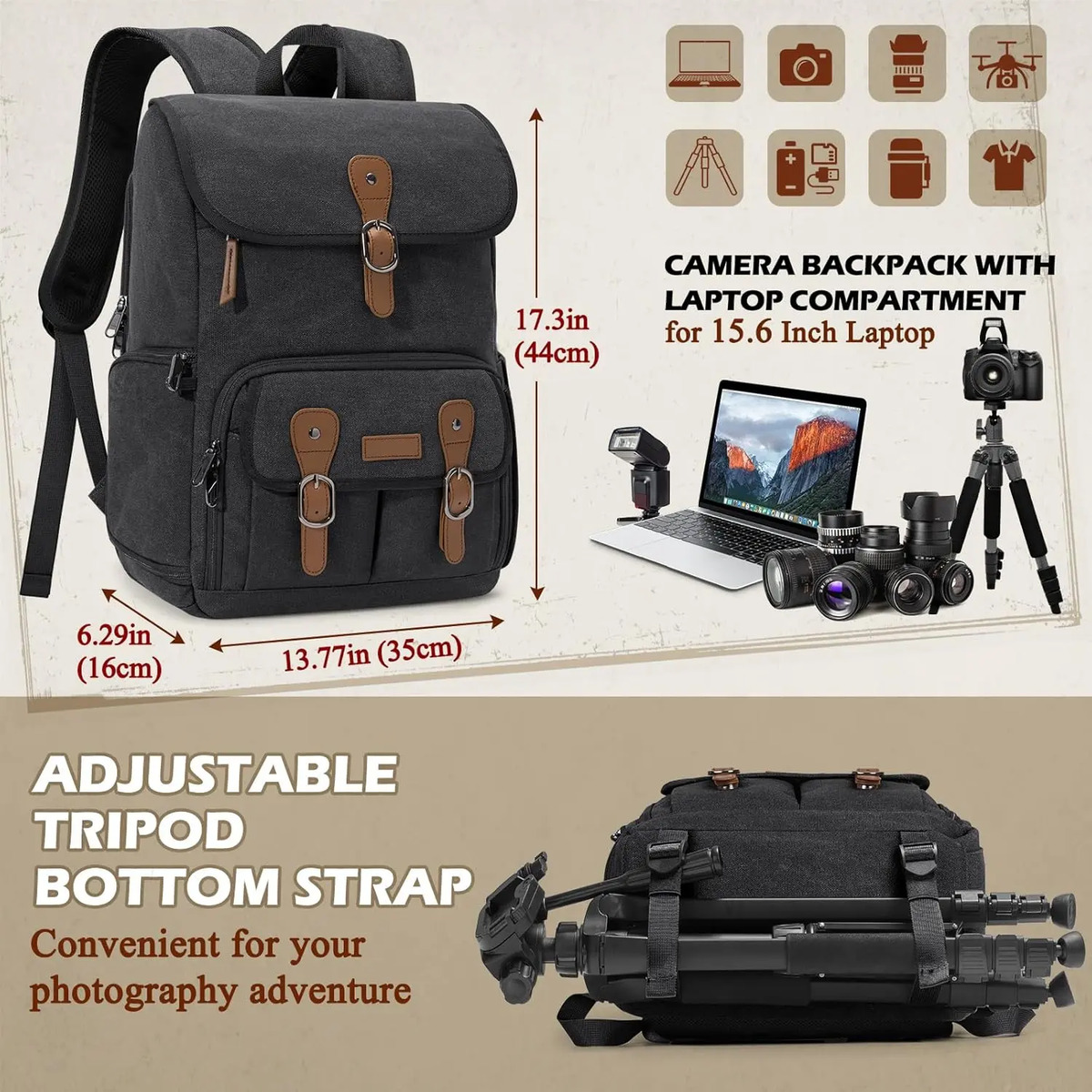 Mochila para Câmera DSLR/SLR Rainsmore 5
