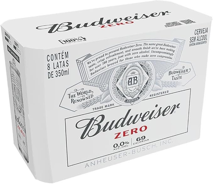 Pack Cerveja Budweiser Zero Álcool, 350 ml, Lata - 8 Unidades 1